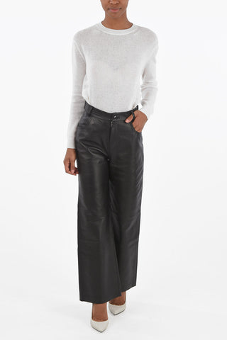 High-waisted Leather Palazzo Pants