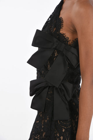 Single-sleeved Lace Dress with Silk Bows