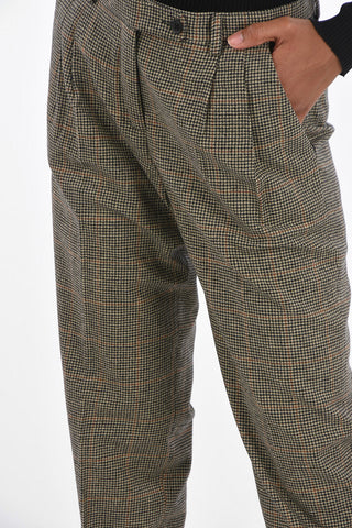pantalone a doppia pince SURO pied-de-poule a vita alta