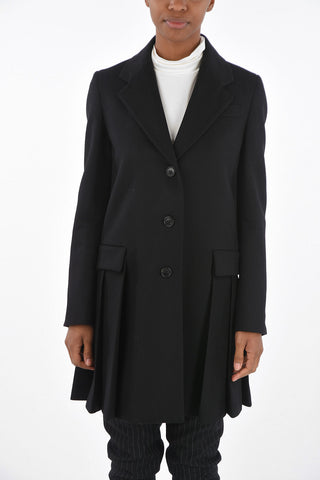 Virgin Wool Coat with Pleated Sides