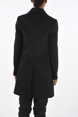Virgin Wool Coat with Pleated Sides