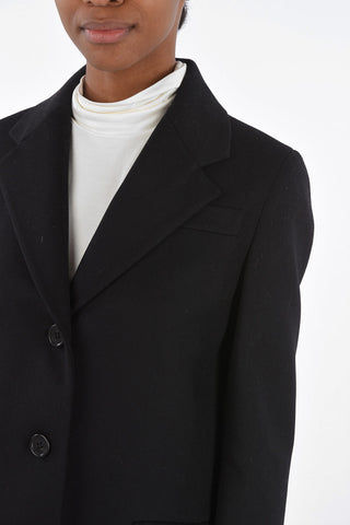 Virgin Wool Coat with Pleated Sides