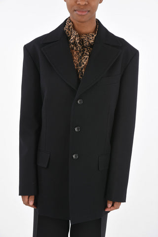 Blazer Monopetto in Lana con Tasche ad Aletta