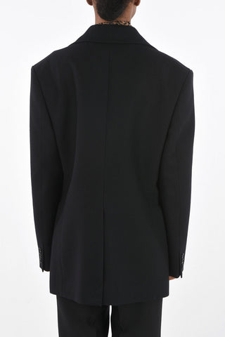 Blazer Monopetto in Lana con Tasche ad Aletta