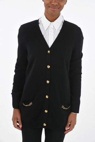 Cashmere Cardigan with Flush Pockets and Jewel Buttons