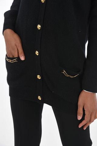 Cashmere Cardigan with Flush Pockets and Jewel Buttons