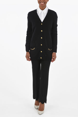 Cashmere Cardigan with Flush Pockets and Jewel Buttons