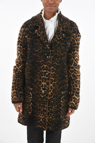 Unlined Animal Patterned Coat with Patch Pockets
