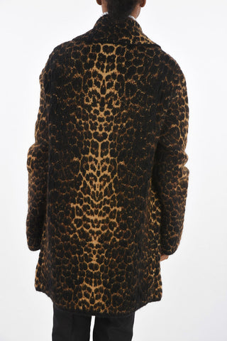 Unlined Animal Patterned Coat with Patch Pockets