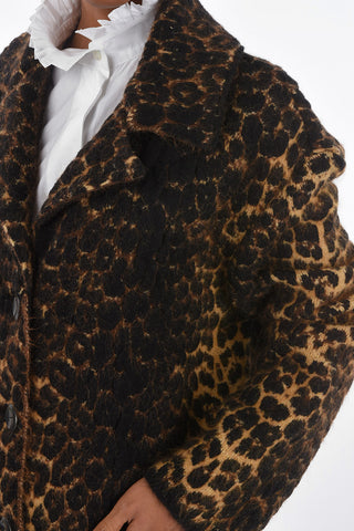 Unlined Animal Patterned Coat with Patch Pockets