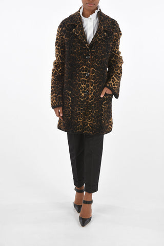 Unlined Animal Patterned Coat with Patch Pockets