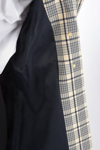 Single-breasted Plaid Check Coat with Flap Pockets