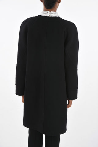 Unlined Virgin Wool Coat with Snap Buttons