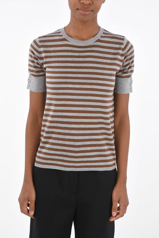 Crew Neck Short-sleeved Cashmere Blend Sweater