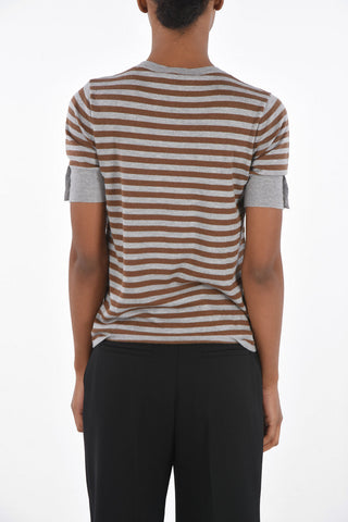 Crew Neck Short-sleeved Cashmere Blend Sweater