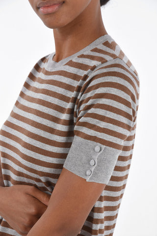Crew Neck Short-sleeved Cashmere Blend Sweater