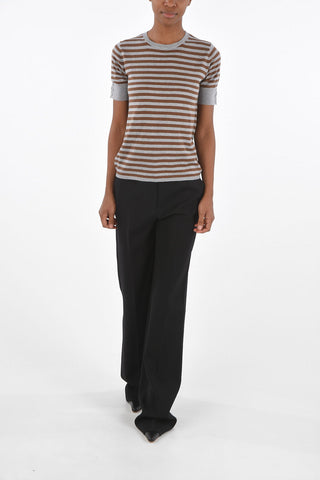 Crew Neck Short-sleeved Cashmere Blend Sweater