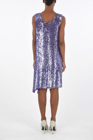 All-Over Sequined GOTIT Dress with Draped Split