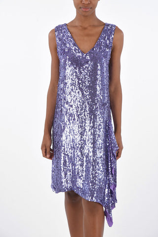 All-Over Sequined GOTIT Dress with Draped Split