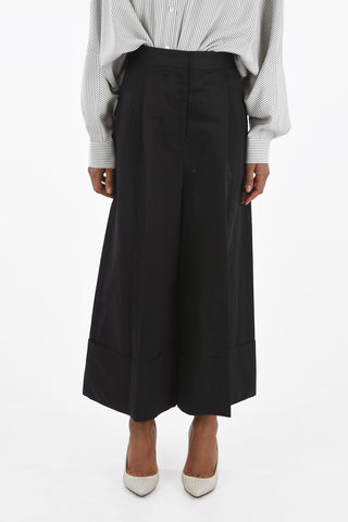 Single-pleated Gaucho Pants with Maxi Cuffs