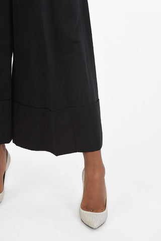 Single-pleated Gaucho Pants with Maxi Cuffs