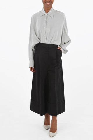 Single-pleated Gaucho Pants with Maxi Cuffs