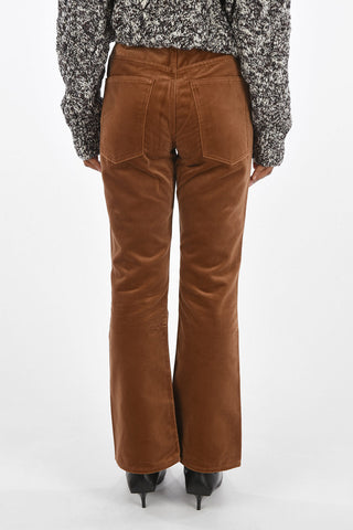 DYLAN Velvet Boot Cut Pants with Logo Metal Buckles