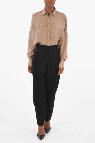 Double-pleated Pants with Hidden Fastening