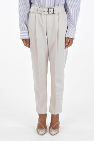 Single-pleated Paperbag Pants with Belt