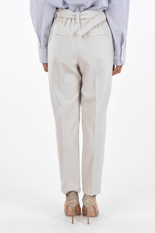 Single-pleated Paperbag Pants with Belt