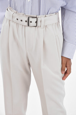 Single-pleated Paperbag Pants with Belt