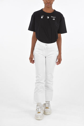 mid waist boot cut cropped jeans