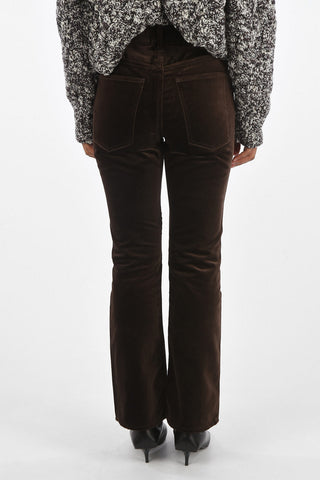 DYLAN Velvet Boot Cut Pants with Logo Metal Buckles