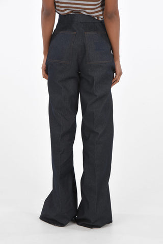 ERNESTA Palazzo Denims with Embroidered Logo
