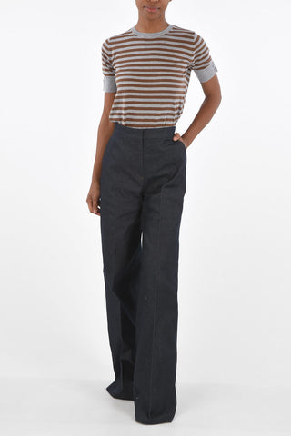 ERNESTA Palazzo Denims with Embroidered Logo