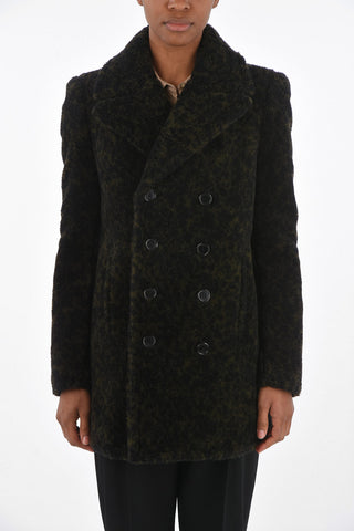 Double-breasted Lined Animal Patterned Coat