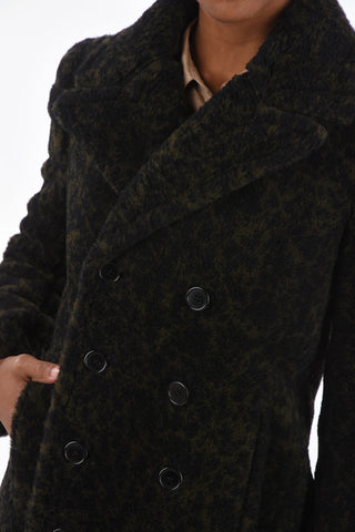 Double-breasted Lined Animal Patterned Coat