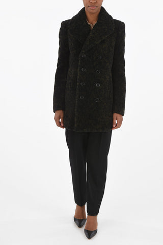 Double-breasted Lined Animal Patterned Coat