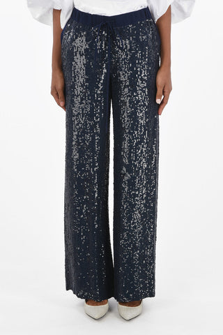 All-Over Writing Sequins GULLYS Pants with Contrasting Side Bands