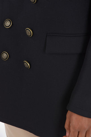 Double-breasted Coat with Flap Pockets