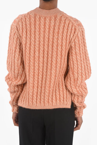 Crew Neck Aran Pullover with Side Splits