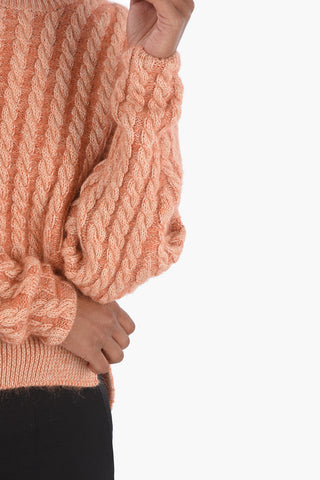 Crew Neck Aran Pullover with Side Splits