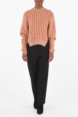 Crew Neck Aran Pullover with Side Splits
