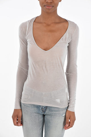 scoop neck Long Sleeves T-shirt