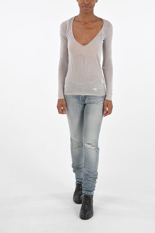 scoop neck Long Sleeves T-shirt