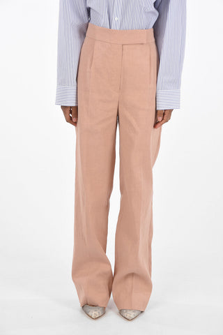 Single-pleated Linen Blend Palazzo Pants