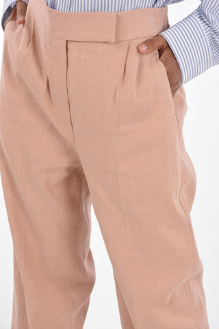 Single-pleated Linen Blend Palazzo Pants
