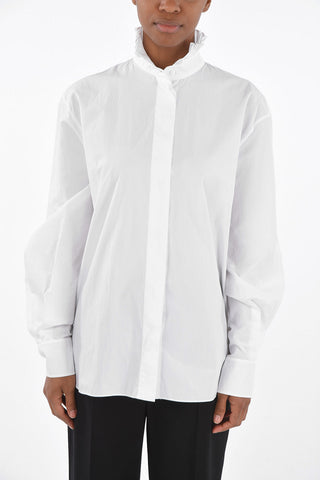 Ruffle Neck Cotton Shirt