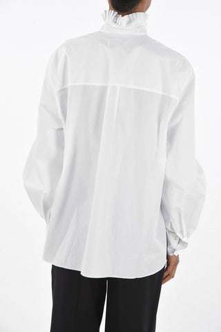 Ruffle Neck Cotton Shirt