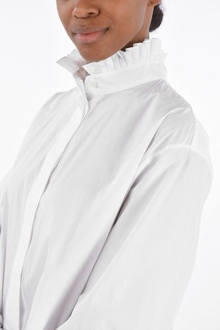 Ruffle Neck Cotton Shirt